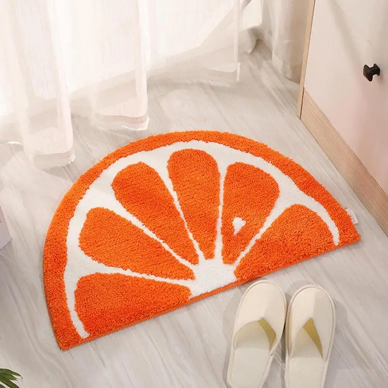 Absorbent Anti-Slip Lemon Fruit Bath Mat Home Decor Machine Washable Cute Floor Carpet Orange bathroom mat