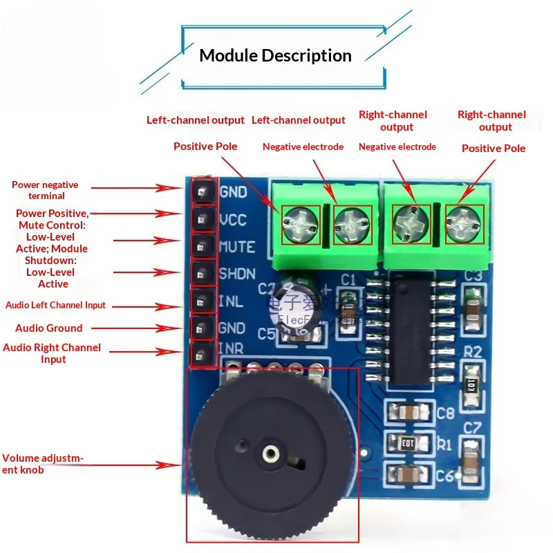 PAM8403 Dual Channel Amplifier Module 5V With Volume Control Audio Amplifier Mini Digital Amplifier Board