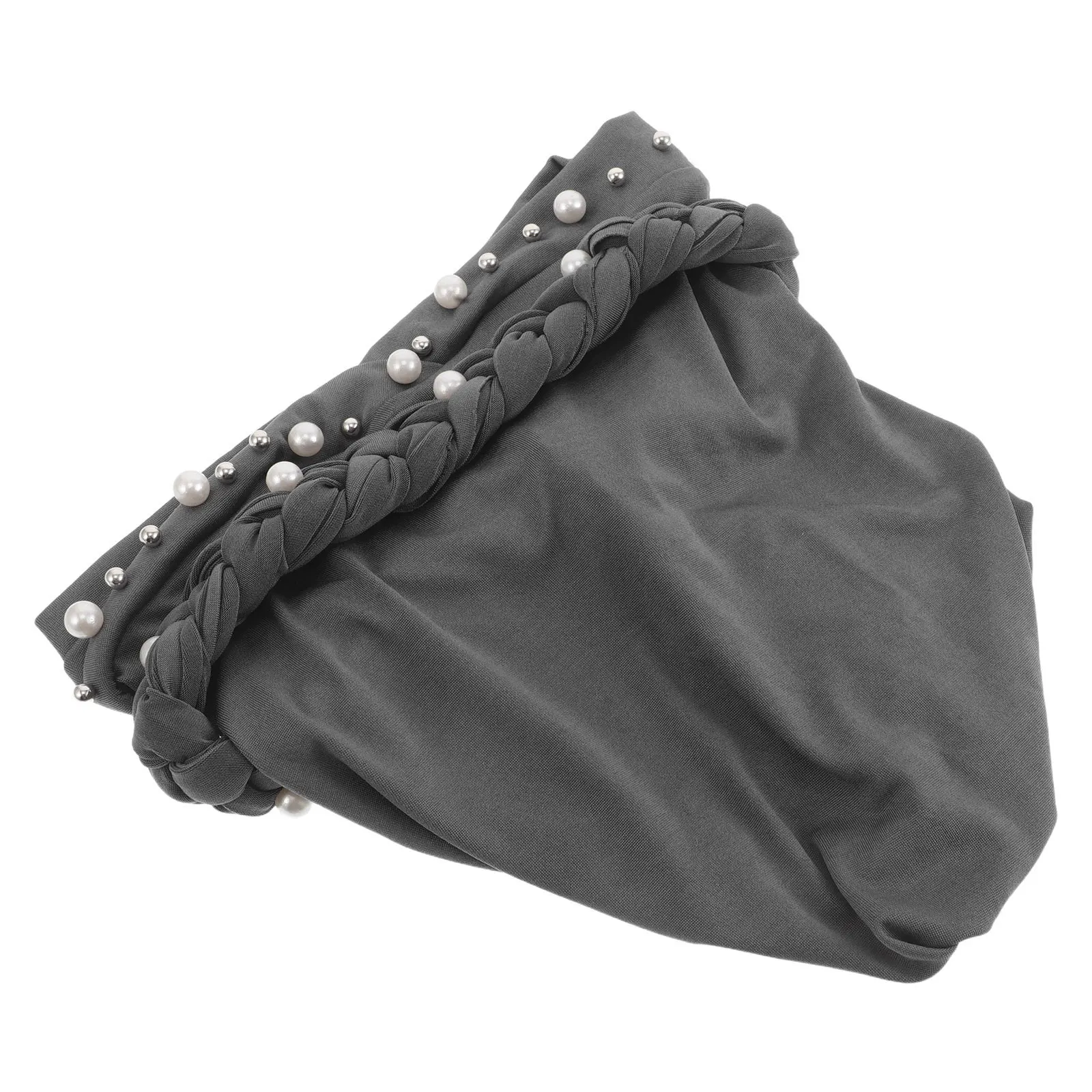 Muslim Women Turban Hat Elegant Braid Design with Pearl Embellishment Lightweight Breathable Hijab Cap for Summer Daily Wear