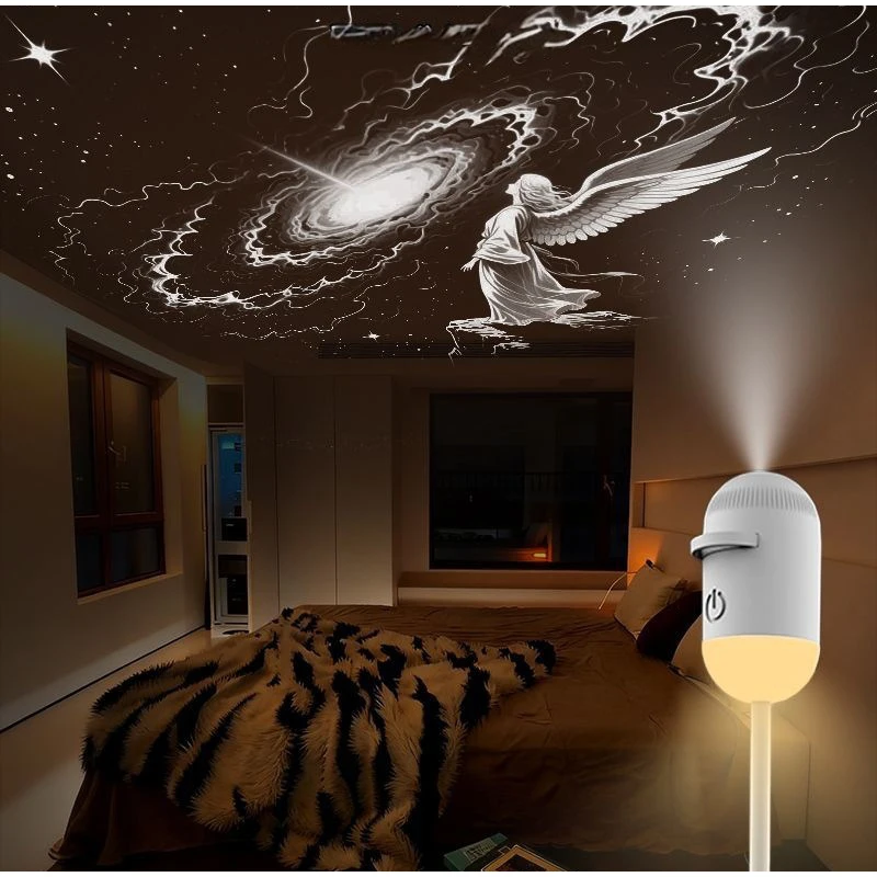 

2-in-1 USB Mini Star Galaxy Projection Lamp Hd Rotating Dynamic Vision Starry Sky Nightlight Eye Protection Bedroom Decoration