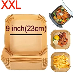 Large Air Fryer Disposable Paper Liner Square 23cm Non-stick Airfryer Parchment Baking Paper for 3-10QT Cooking/Steaming Basket