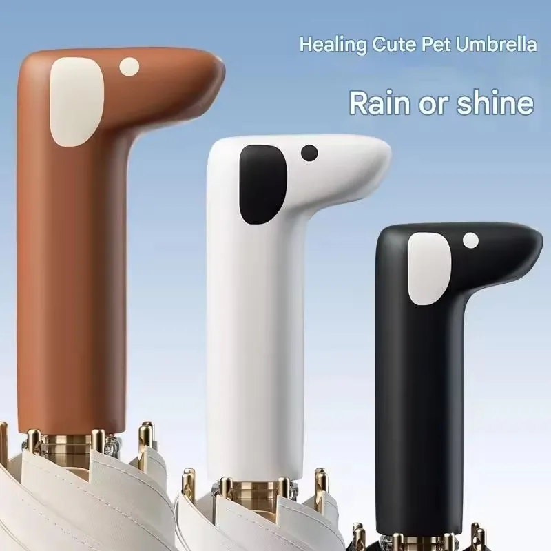 ZUODU Cute Pet Umbrella Multi-function Dual Use of Rain Sunny Sun Protection Wind Resistance Reinforced Portable Folding