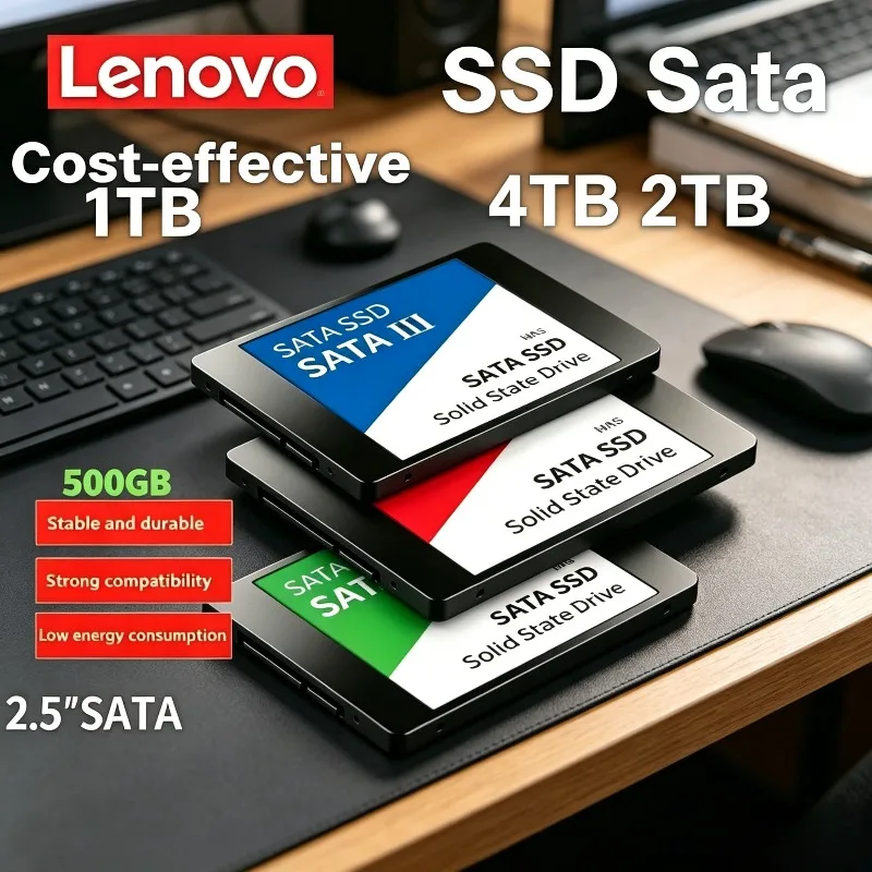 

Твердотельный накопитель Lenovo SSD для ноутбука, 2.5 дюйма, 4 ТБ, 2 ТБ, 1 ТБ, внутренний жесткий диск SATA
