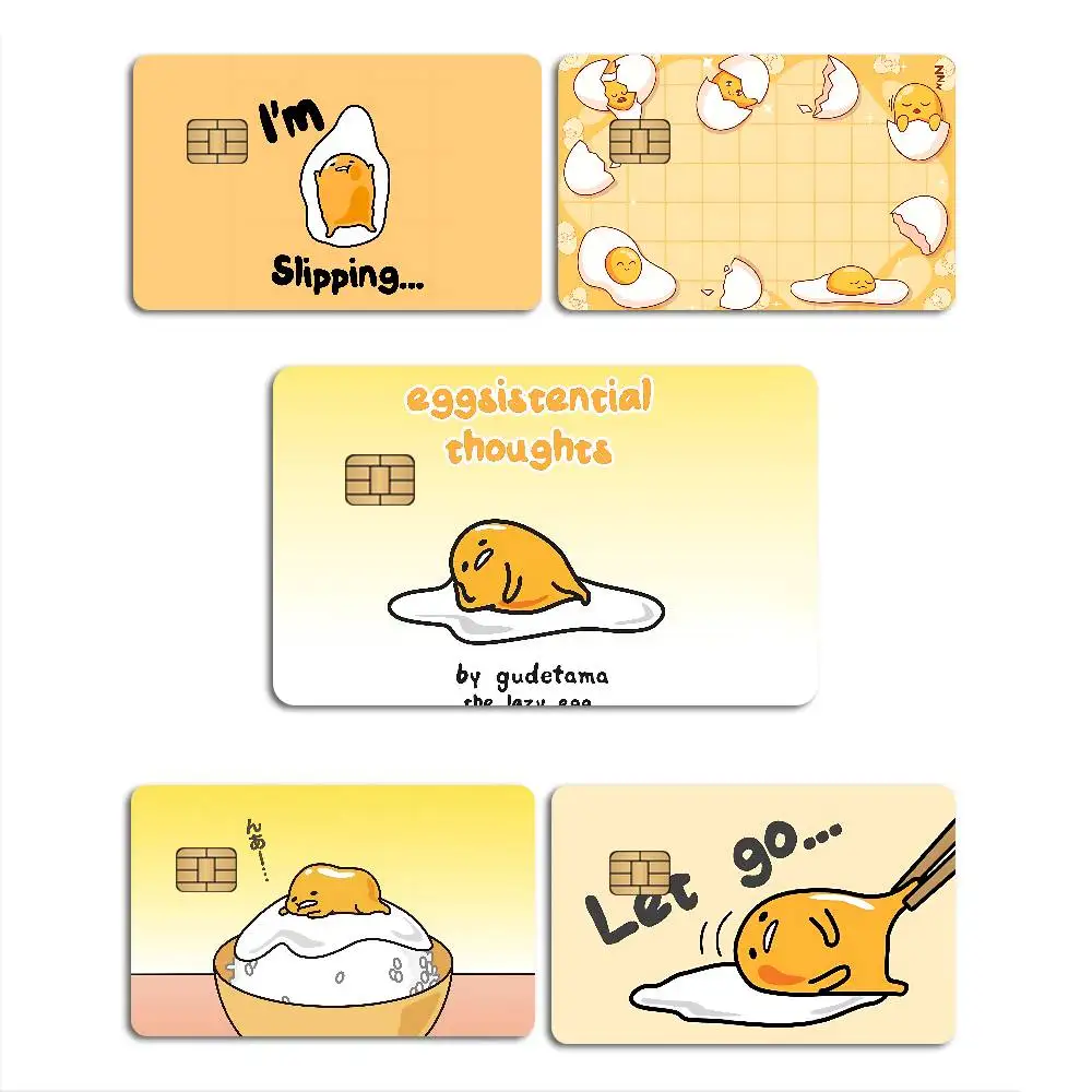 Gudetama Lazy Egg Cartoon 2024 Anime Cartoon Skin Stickers Film Tape Case For Big Credit Debit Card Front Side