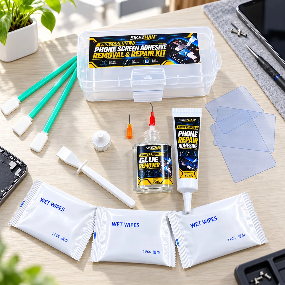 2026 Upgraded Smartphone Screen Replacement Repair Kit, Adhesive Glue Remover Set with Opening Picks, Wipes and Cleaning Tools