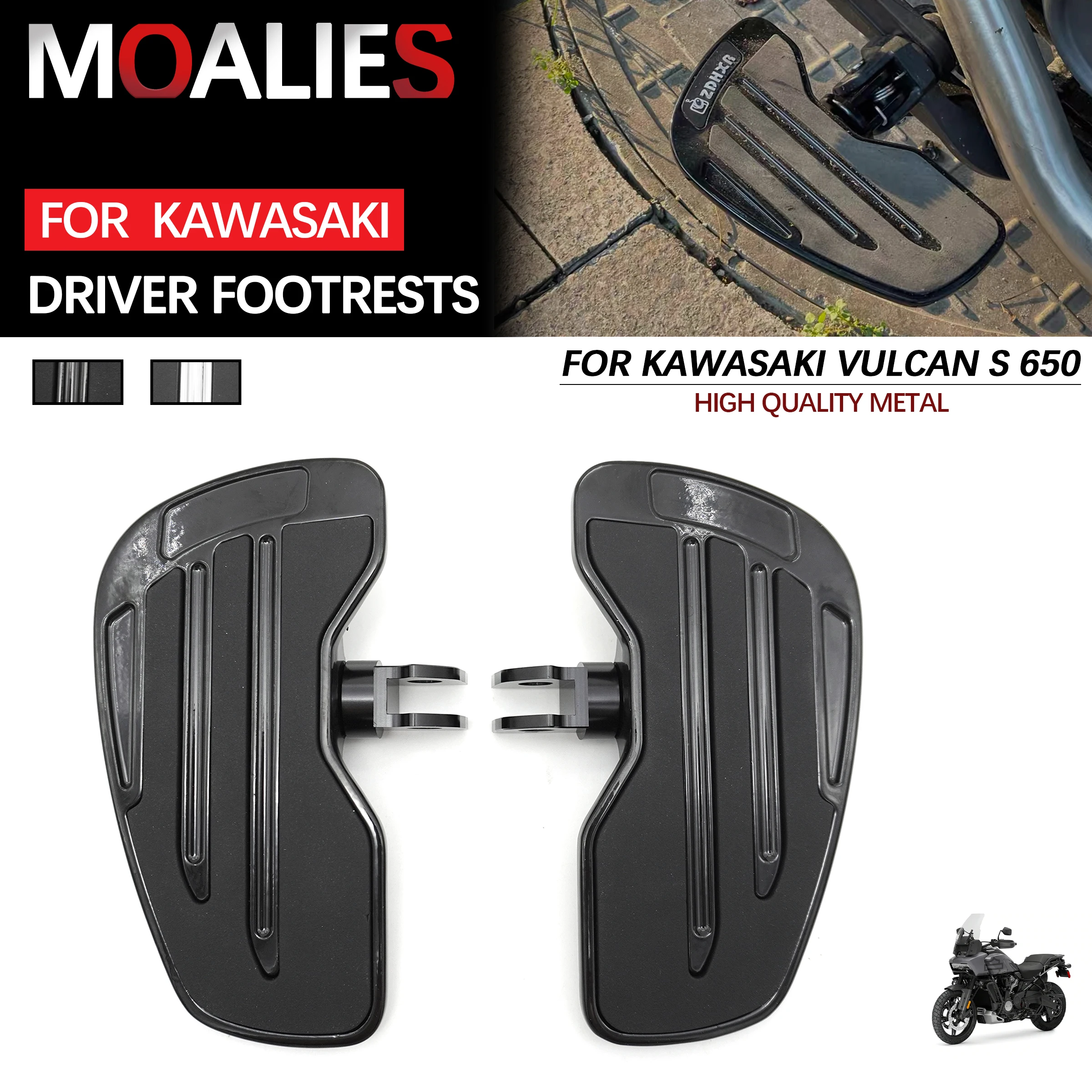 

For Kawasaki Vulcan S 650 EN650 VN650 2015-2023 Motorcycle Front&Rear Foot Rest Rider&Passenger Footboard Wide Footrests Alien