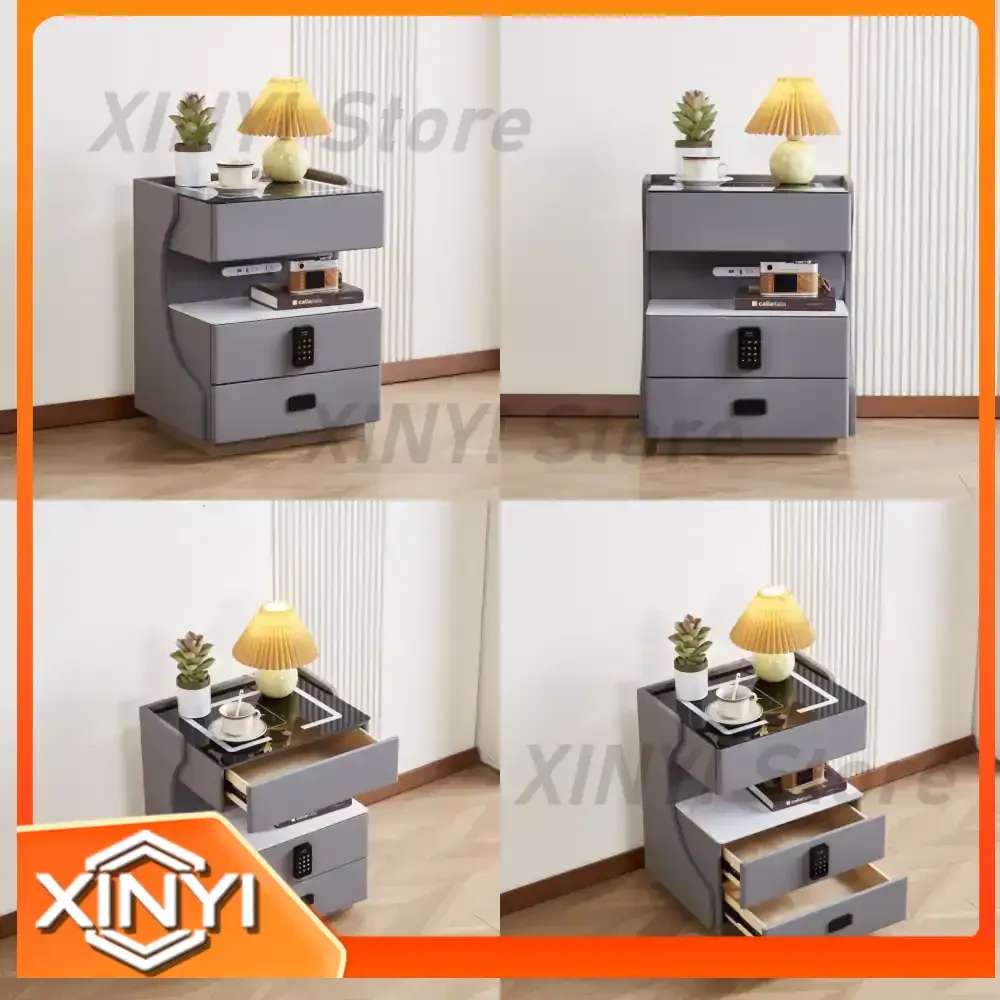Multi-Functional Solid Wood Bedside Cabinet for Modern Simple Light Luxury Home Bedroom Storage – Smart Bedside Table