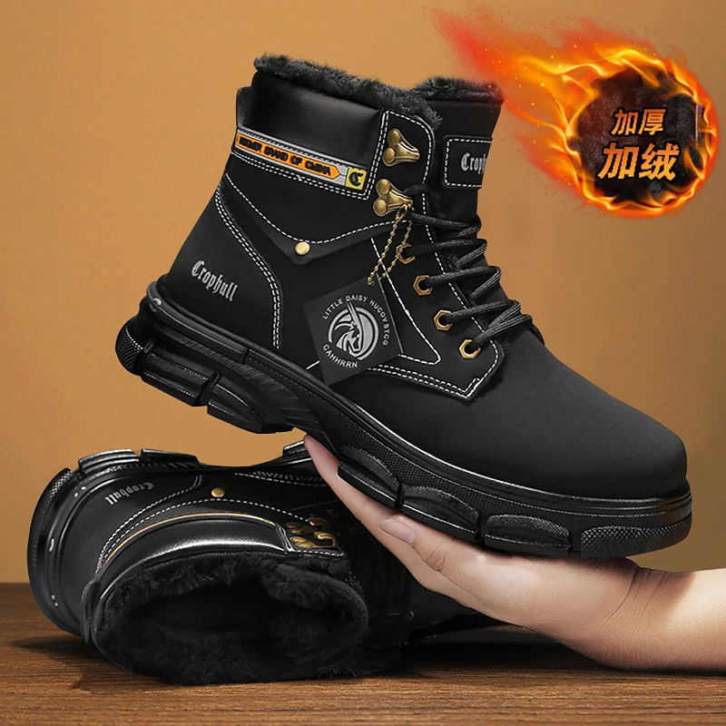 الرجال أحذية من الجلد عالية أعلى الأحذية موضة دراجة نارية حذاء من الجلد الرجال الشتاء أحذية أحذية رجالي الدانتيل متابعة بوتاس Hombre الشتاء Hot البيع #2