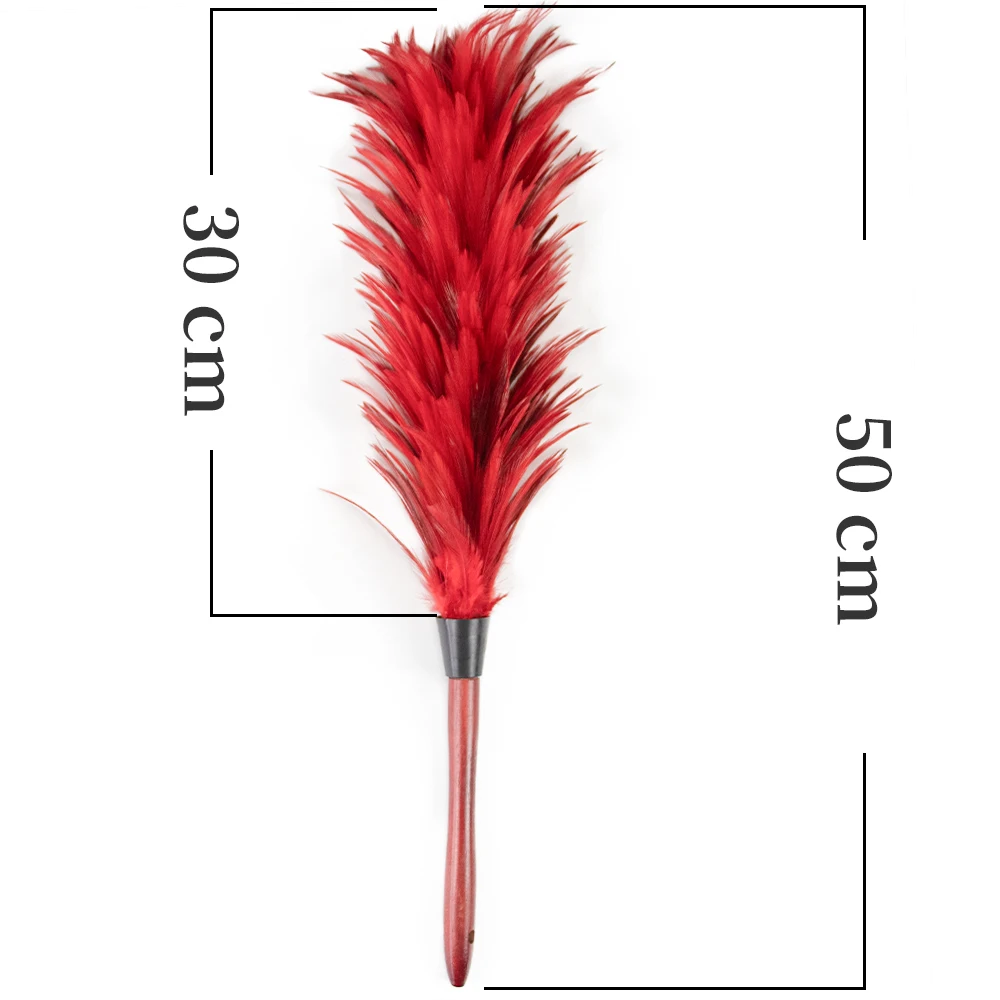 Premium Natural Rooster Feather Duster Soft Fluffy Handheld Brush for Furniture Computer TV Dashboard Musical Instrument Clean