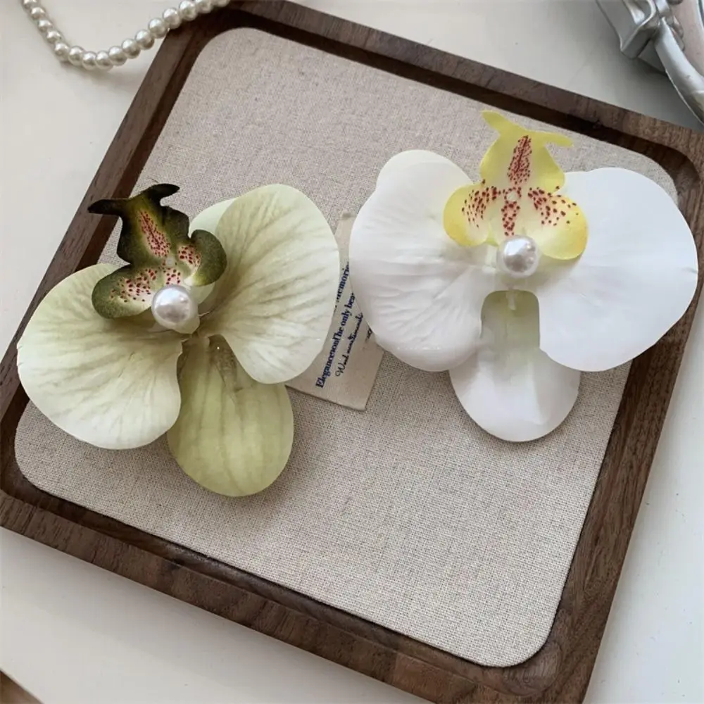 

Cute Pink Orchid Flower Hair Clip Hair Ornament Headdress Orchid Hairpin Hair Accessories Side Barrettes Bohemia Barrettes Beach