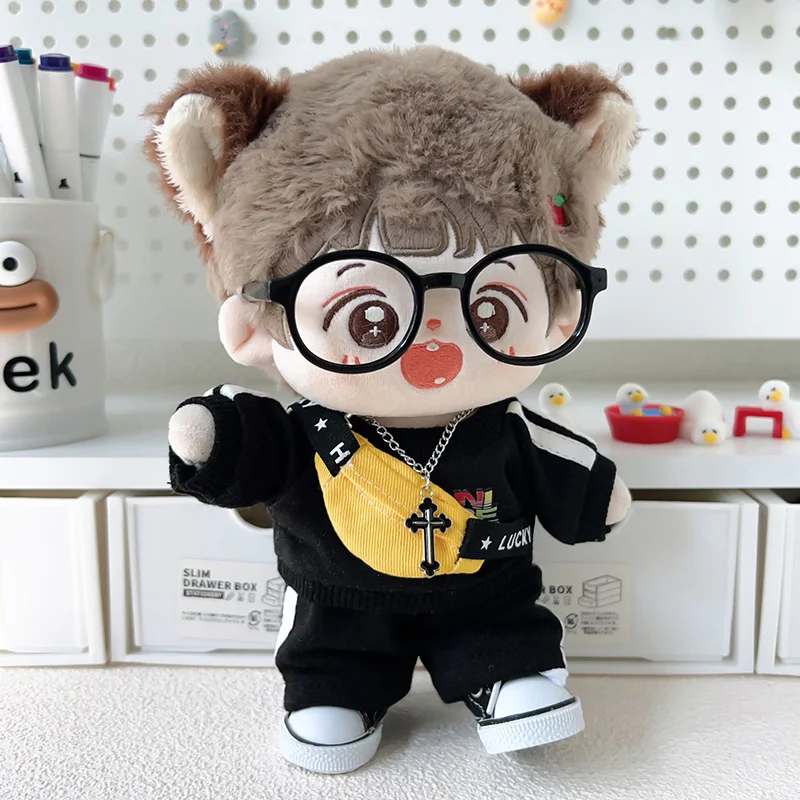 

Only Clothes 20cm Cotton Doll Couple Casual Hoodie Cute Jumpsuit Set Striped Backpack Crossbody Bag Canvas Shoe Accessories ﻿