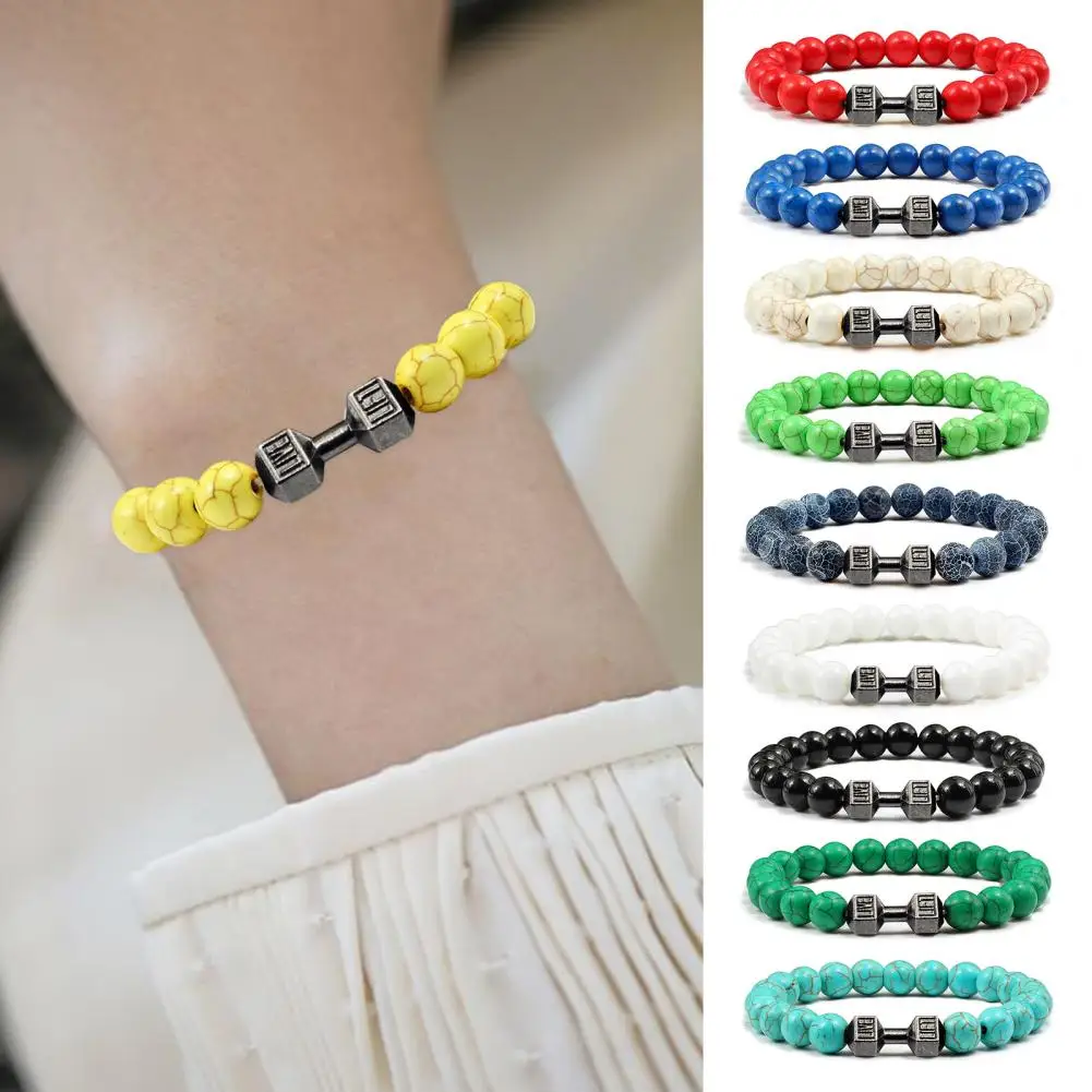 Beaded Bracelet Ethnic Style Bracelets For Women Energy Colorful Faux Turquoise Natural Stone Round Beads Girls Women Bracelet