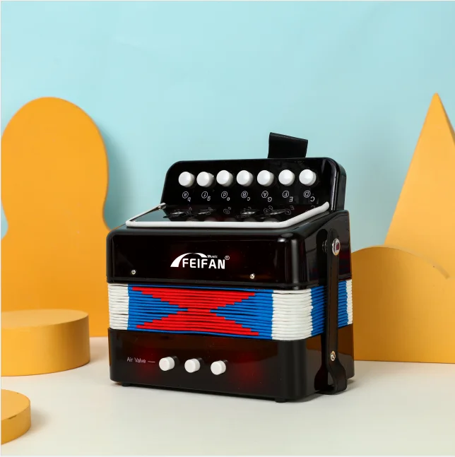 

Hooqu Hot Selling 7 Key 2 Bass 14 Tone Diatonic Accordion New Popular Plastic Musical Toy For Kids
