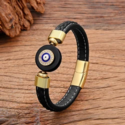 Round Blue Evil Eye Bracelet Couple Bracelets for Man Cubic Zirconia Men's Accessories Red Turkey Jewelry Luxury Holiday Gifts