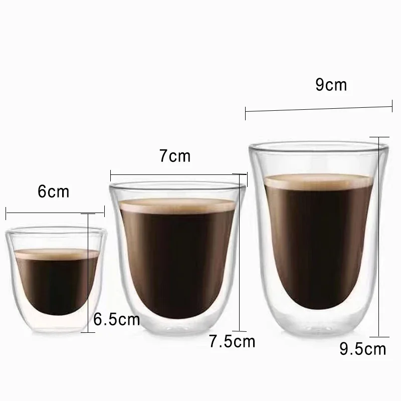 1Pcs 80-220ml Double Wall Glass Cup Clear Heat Resistant Tea Cups Healthy Drink Coffee Milk Mug Insulated Glass Drinkware Gift