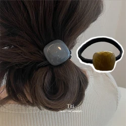 Einfache Acryl Stein Haar Seil Mädchen Nette Dutt Gelee Haar Krawatten Elegante Elastische Haarband Für Frauen Fashion Square Form Kopfschmuck