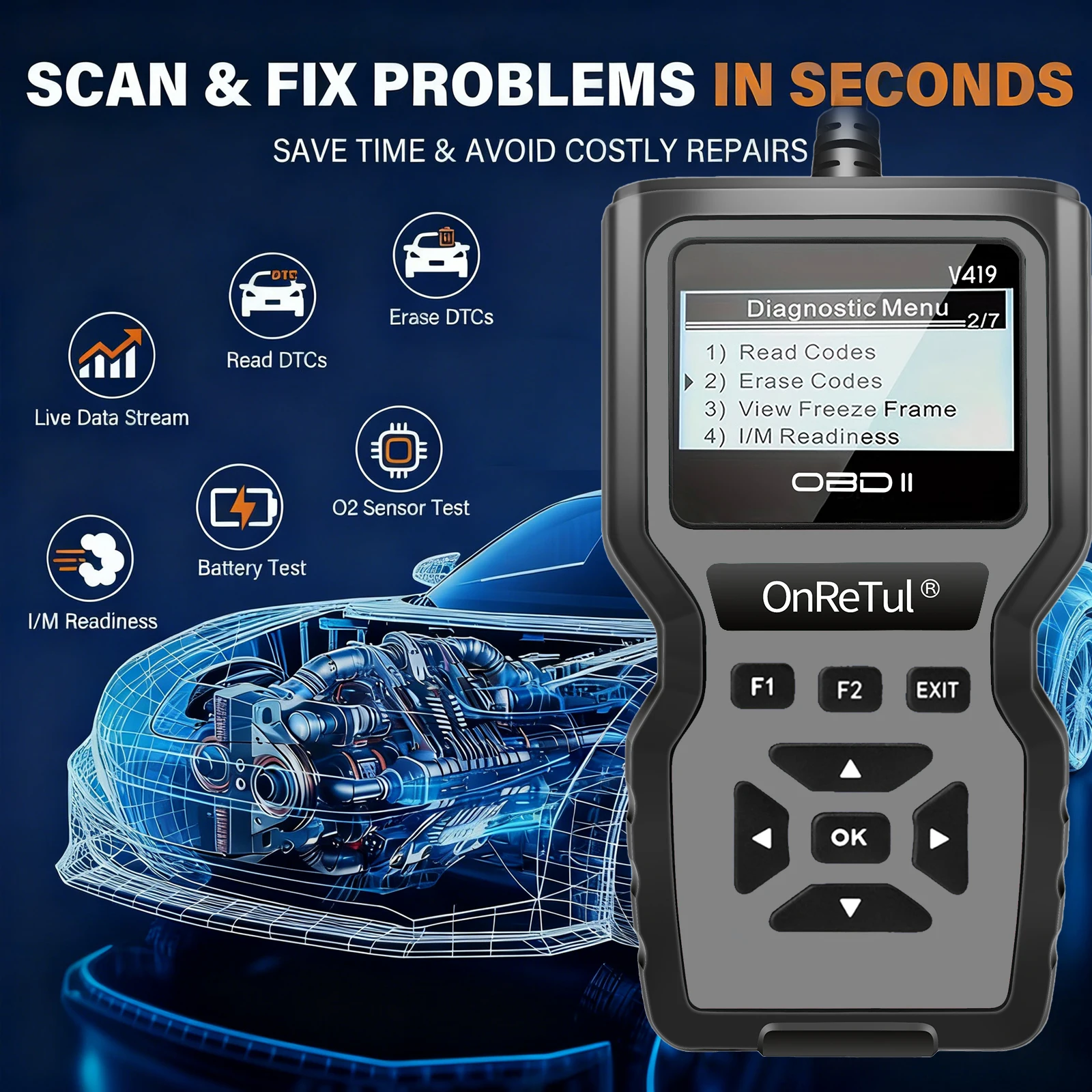 2026 Latest Obd2 Scanner Code Reader Car Engine Fault Scanner Can Diagnostic Scan Tool, Reads and Erases Error Codes for All Obd