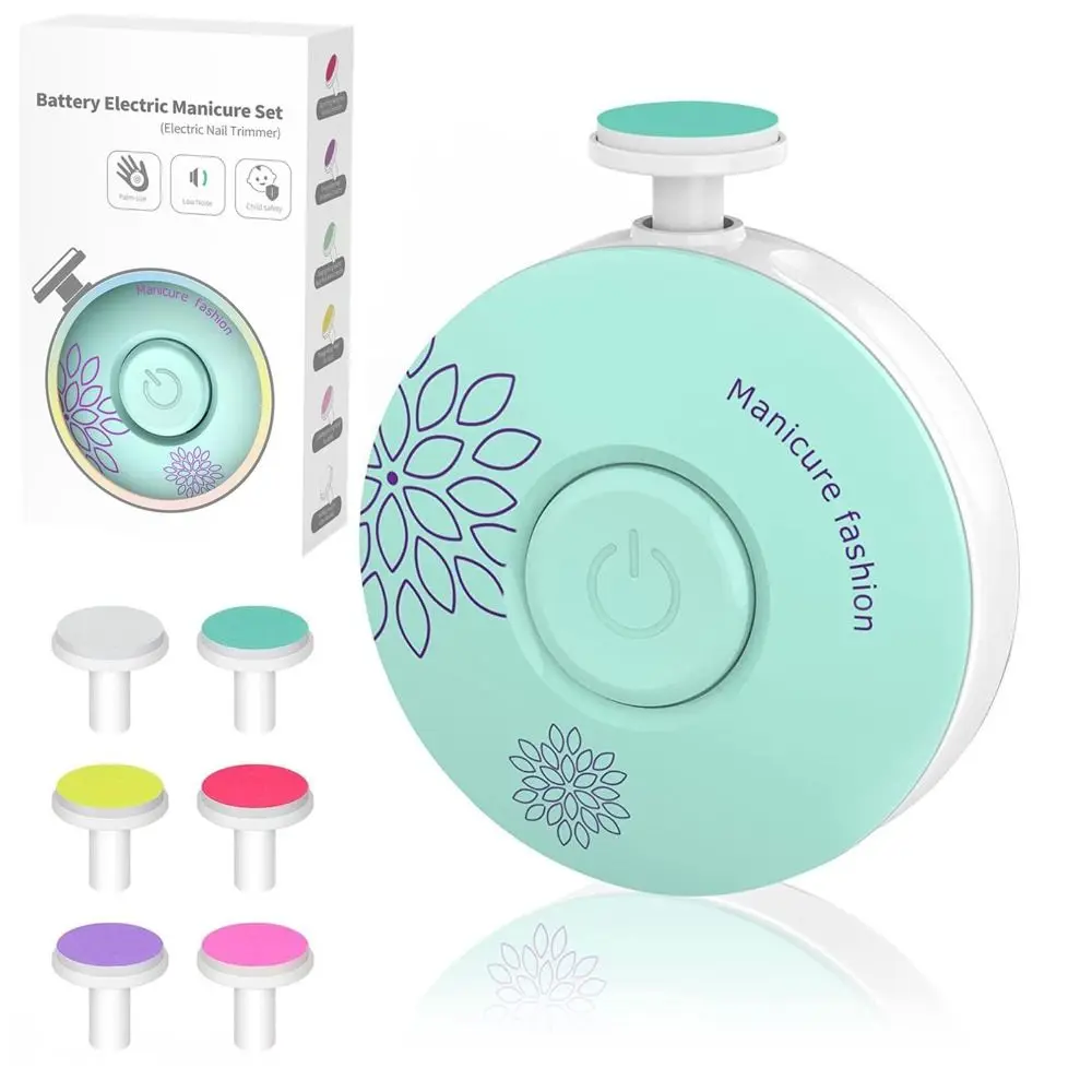 

Электрическая машинка для стрижки детских ногтей с 6 насадками, безопасная конструкция, работа на батарейках, бесшумная работа, детские маникюрные ножницы.