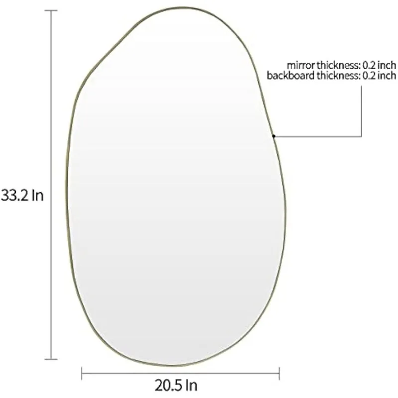 Irregular Wall Mirror, 33.5"x20.5" Asymmetrical Mirrors, Unique Shaped Mirror, Gold Modern Mirror for Living Room Bathroom