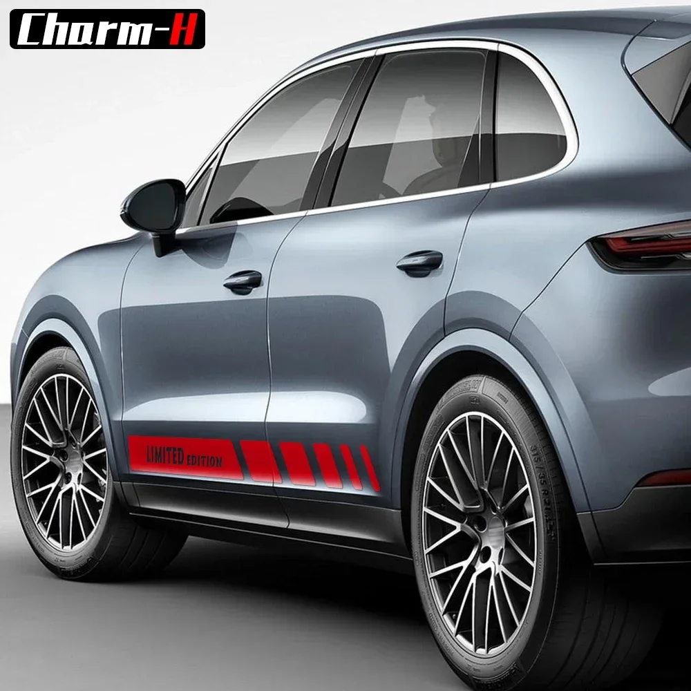 2pcs For Porsche Cayenne E3 E2 Turbo S LIMITED EDITION Car Side Skirt Rocker Panel Racing Stripe Body Decal Sticker Accessories
