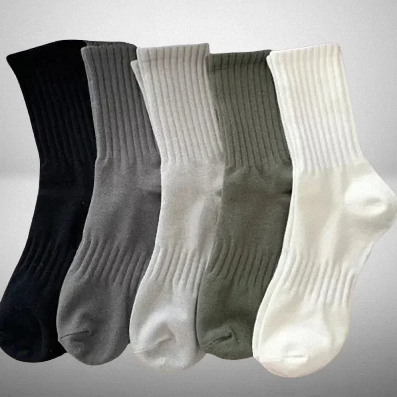 5/10 Pairs Fashion Black White High Quality Socks Sport  Autumn Winter Male Breathable Solid Color Long Middle High Tube Socks