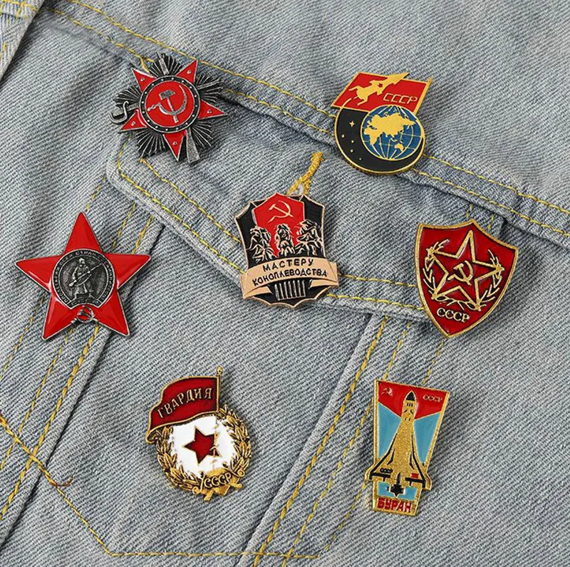 CCCP Cold War Enamel Pins Red Star Flag Brooches History Memory Badge Jewelry