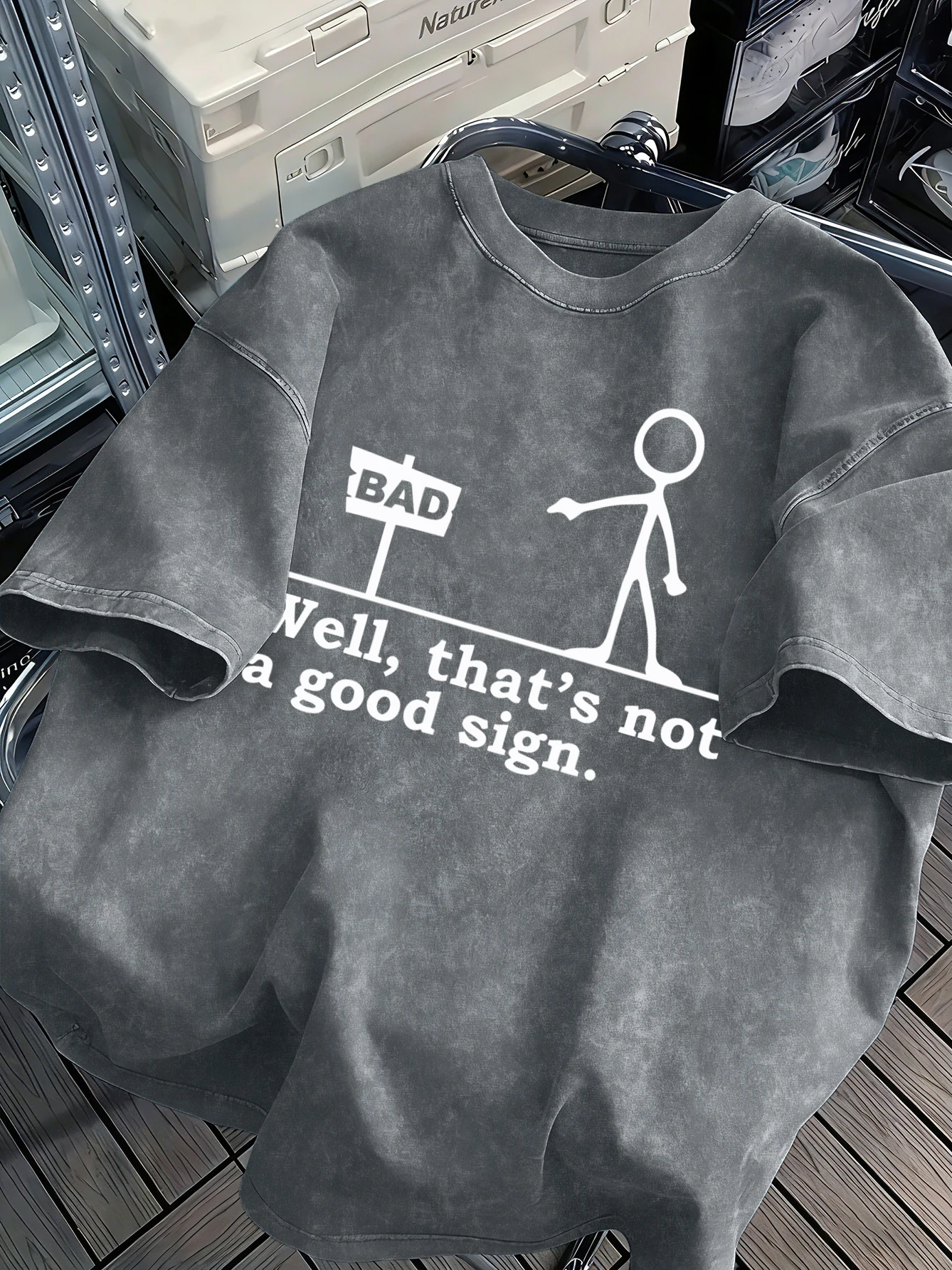 Well Taht'S Not A Good Sign Snow Wash Herren T-Shirts Sommer Baumwoll-T-Shirt Hip Hop Washed Kurzarm Unisex Loose O-Neck Kleidung