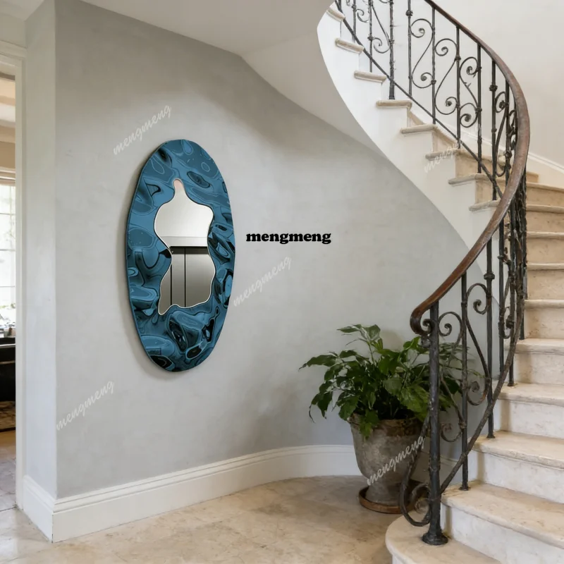 Stainless steel metal wall art decoration oval villa, shop, hotel, club, restaurant background wall pendant