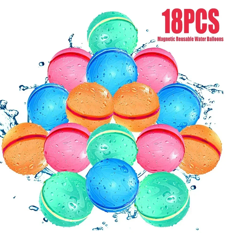 Magnetic Reusable Water Balloons Refillable Water Balloon Quick Fill Self Sealing Water Bomb Splash Balls for Kids Swimming Pool