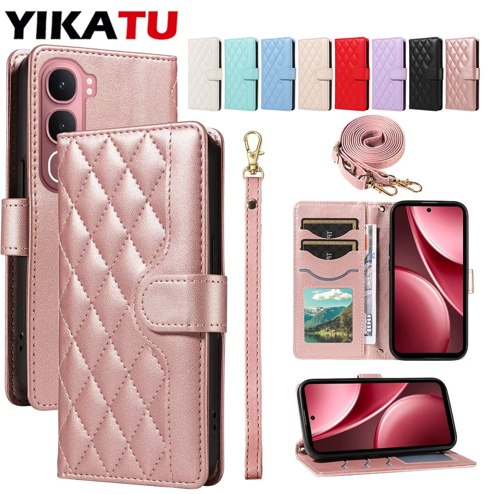 Magnetische Brieftaschen-Lederhülle für VIVO X300 X200 FE V60 V50 V40 SE V30E V30 V29E V29 Lite V27 S30 Pro mini S19 S18 S17 S16 Pro 5G
