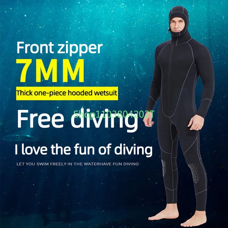 Traje de buceo cálido para hombre y mujer, traje de surf de 7mm con cremallera frontal y capucha, conjunto de verano