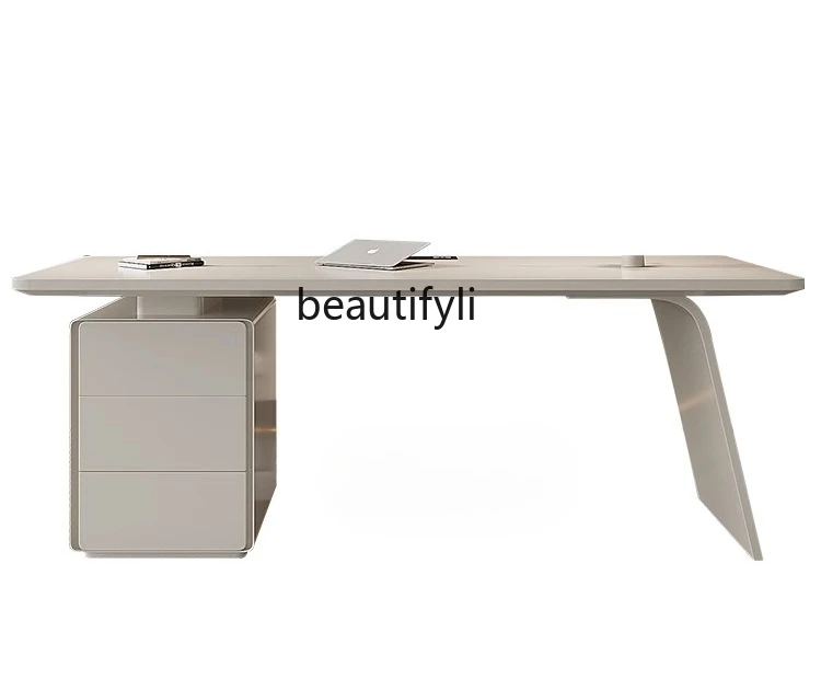 

Light luxury Italian minimalist paint desk modern simple living room home solid wood computer desk, high-end desk