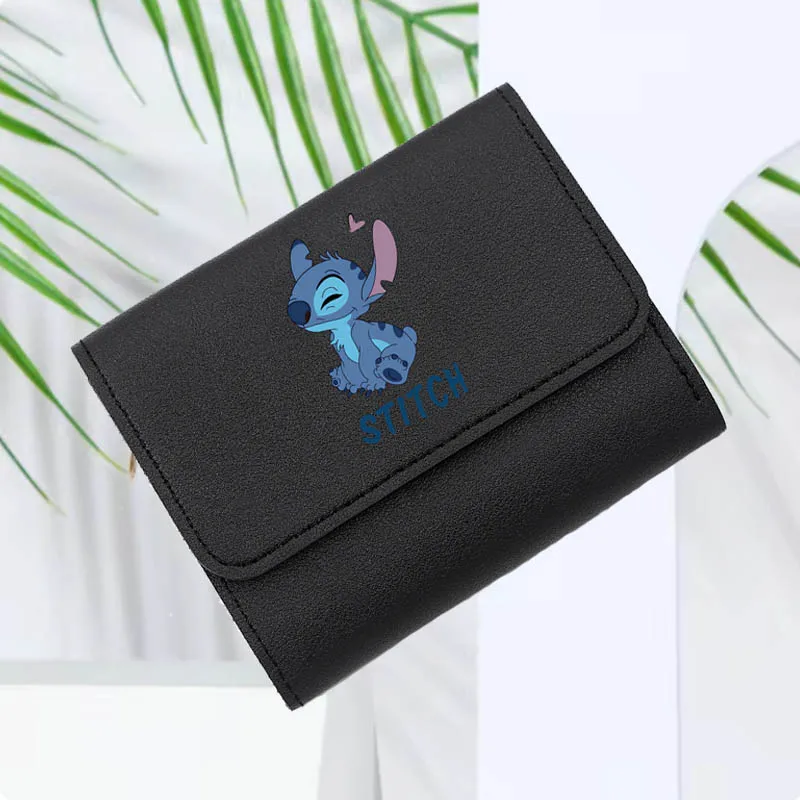 

Disney Lilo & Stitch Women Wallets New PU Leather Female Purse Mini Hasp Solid Multi-Cards Holder Coin Short Wallets Zipper Hasp