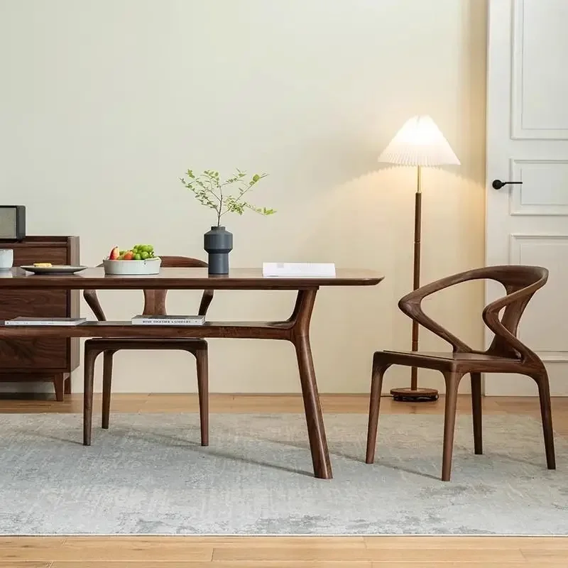 

Imported North American black walnut dining table and chair combination solid wood rectangular worktable small apartment table d