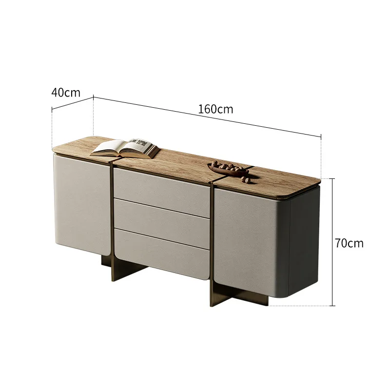 

Italian-style entrance cabinet light luxury home living room partition cabinet Italian designer walnut storage high cabinet