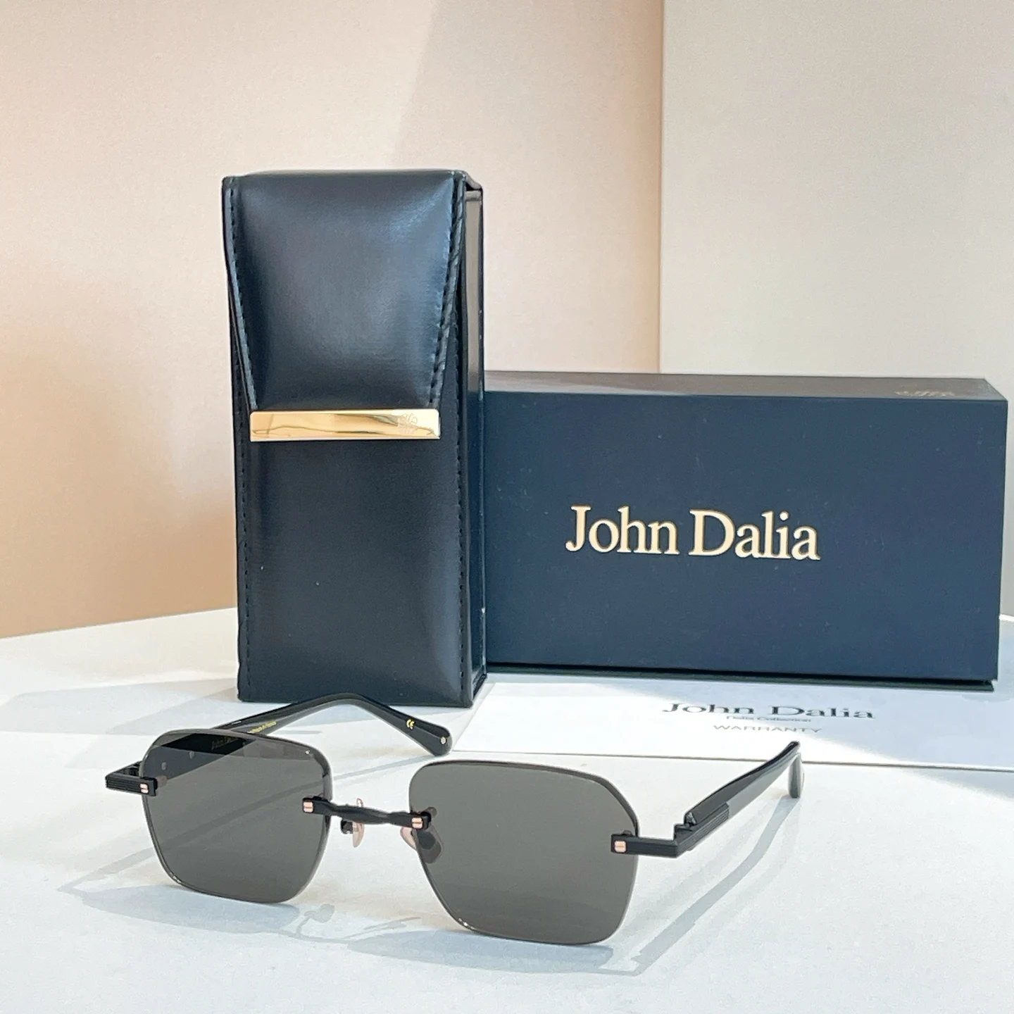 Originele ontwerper voor JOHN DALIA JD DWAYNE Luxe mannen vrouwen zonnebril randloze premium mode UV400 unisex brillen met doos - afbeelding 1