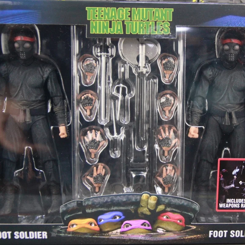 Genuine Neca Teenage Mutant Ninja Turtles 90 Movie Version Bigfoot Soldier With Weapon Rack Double Cover 7-Inch Movable Tnt Gift