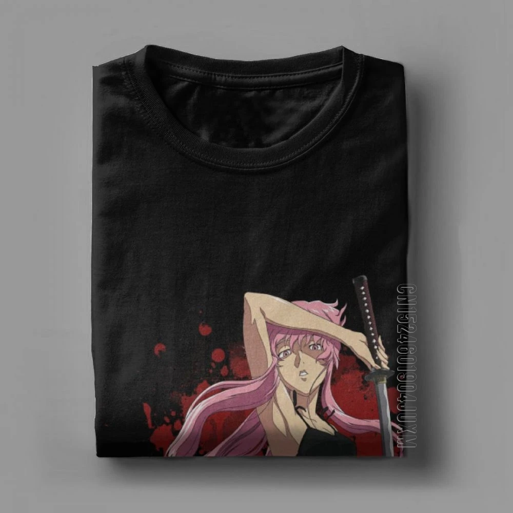 Men T-Shirt Yuno Gasai Awesome Cotton Tees Designer Mirai Anime Manga Future Dairy Japanese Comic Yandere T Shirt