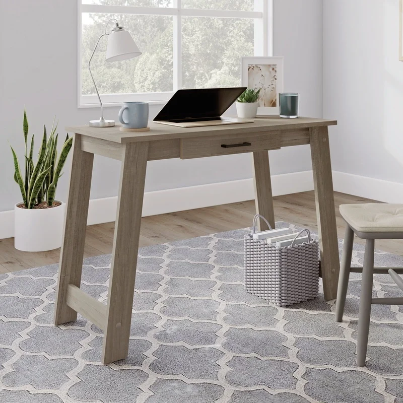 

Multifunctional Writing Desk with Storage Drawer Ideal Home Office Small Space Use Smooth Metal Runners Attractive Design