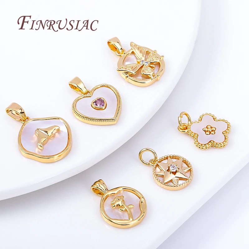 6 Styles Natural Shell Pendant Charms For Jewellery Making Supplies,18K Real Gold Plated Pendant Accessories DIY Jewelry Crafts