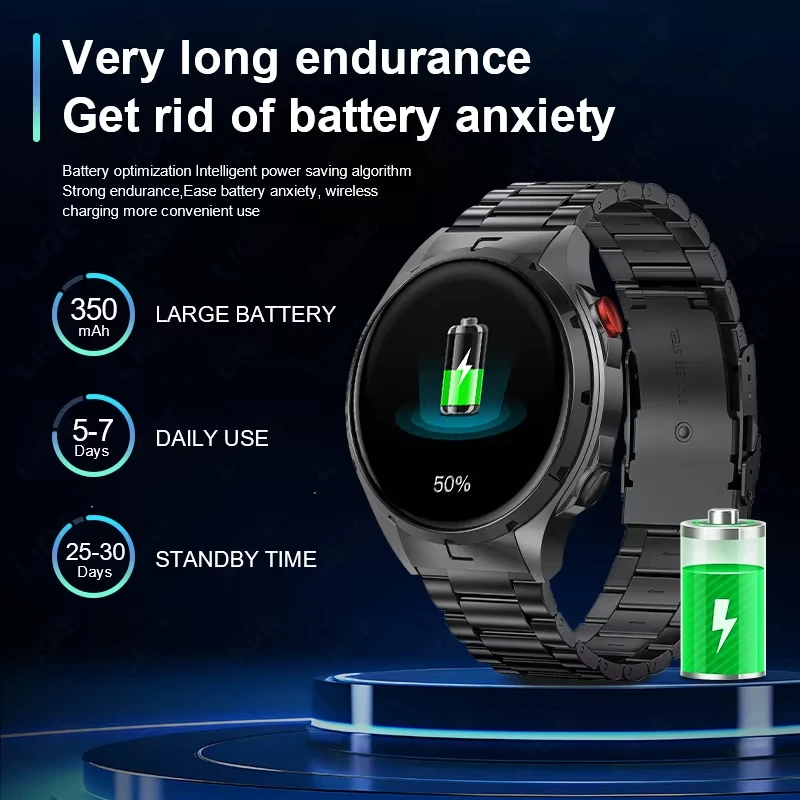 Reloj inteligente LIGE NFC para hombre 466*466HD pantalla completamente táctil reloj deportivo resistente al agua Monitor de salud reloj inteligente multifunción para hombre