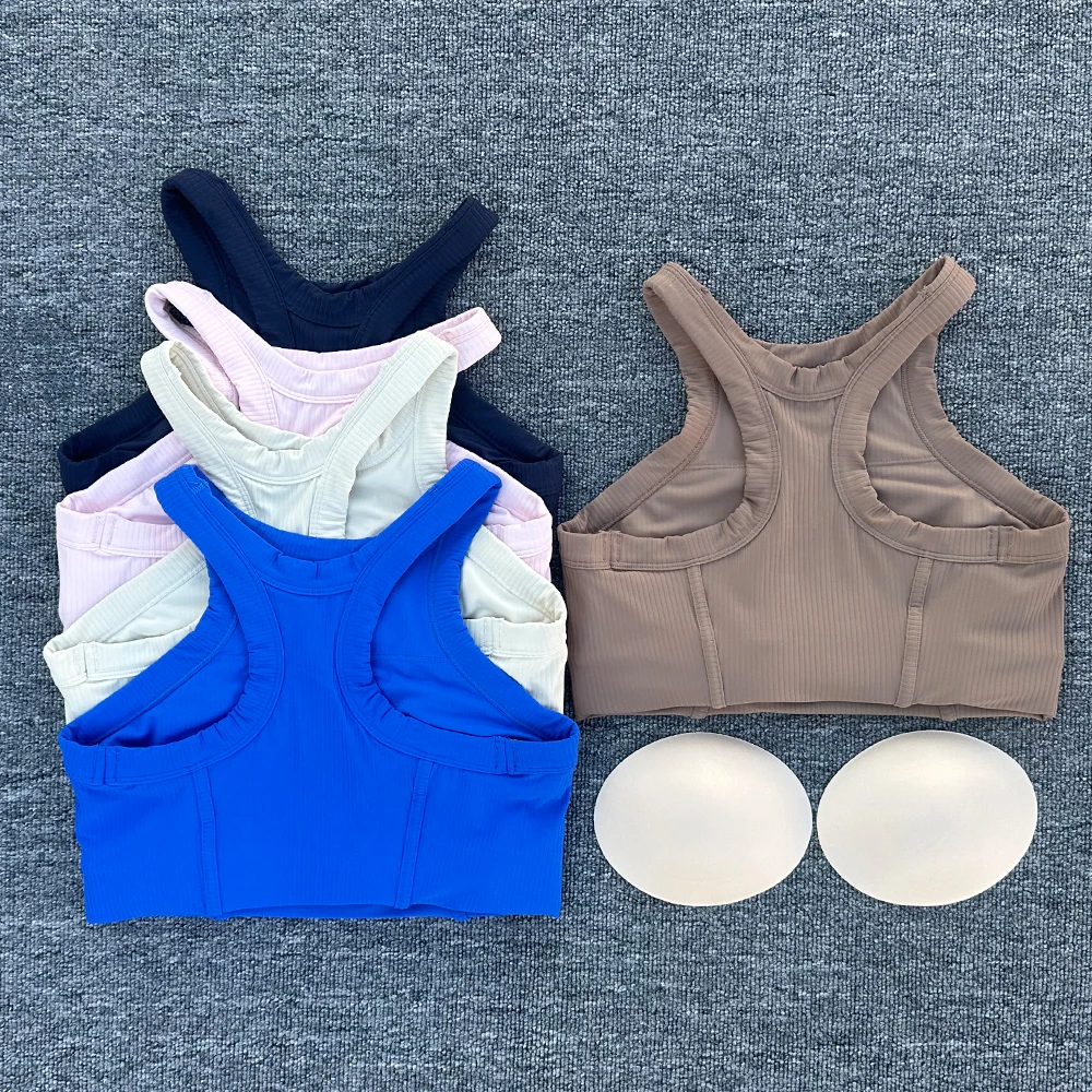 Women Yoga Bra Tank Tops for Fitness Naked Feel Sport Ribbed Bra Gym Vest Women Camisole Workout Underwear Sportswear Outfit