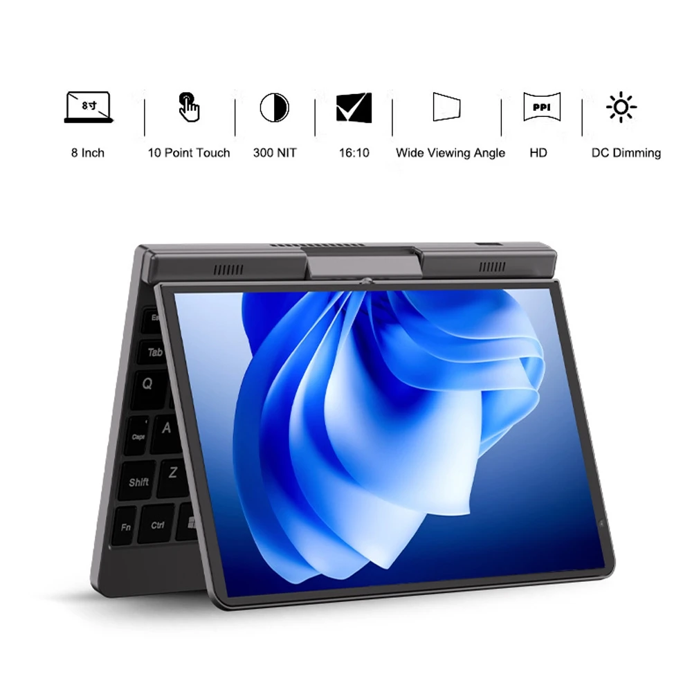 CRELANDE P8Mini Laptop com tela sensível ao toque, Intel, Lago Alder, N100, 12GB, DDR5, Wi-Fi, 6, 2 em 1, notebook de bolso, Tablet, PC