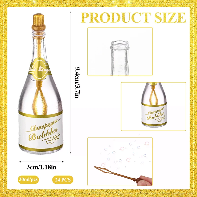 24-delige bruiloft champagne bubble set, bruiloft bubbels met wands, bulk bruiloft bubbels voor gasten feestartikelen, mini bubble tube