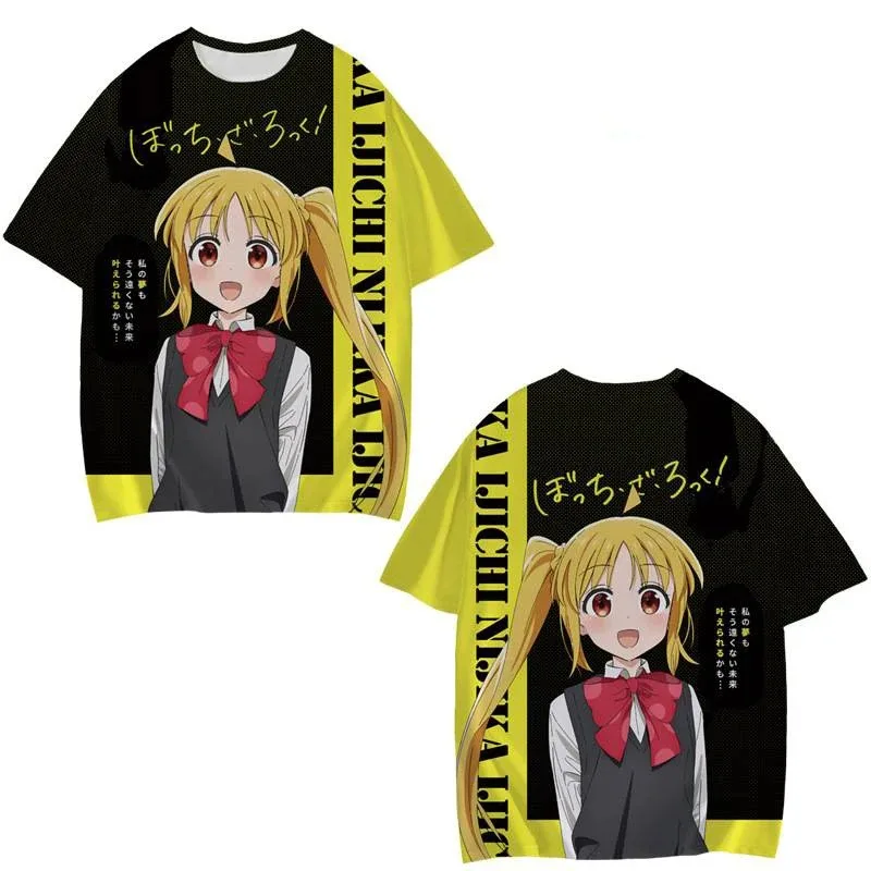 Nowe Anime Demon Slayer Kimetsu z nadrukiem 3D t-shirt Bocchi The Rock kobiety męskie gotyckie koszulki z motywem kreskówki z krótkim rękawem