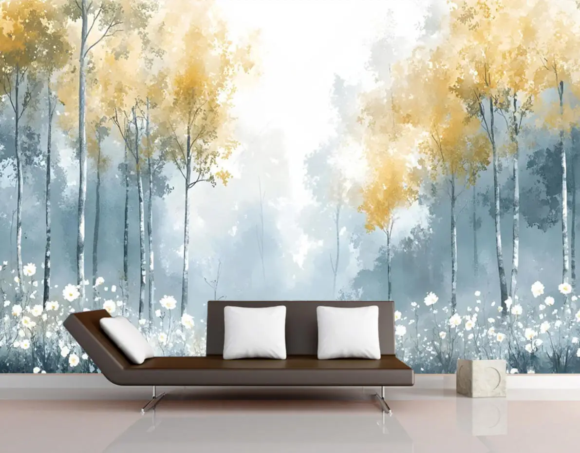 custom Green Forest wallpapers for living room decoration home improvement TV background Vintage forest Flower photo wallpaper