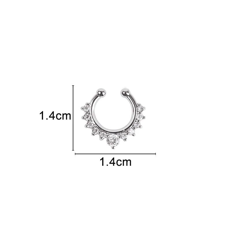 Anillo de Piercing falso para la nariz para mujer, aro de cristal punk para el Septum, Piercing para la cadera, 1 unidad