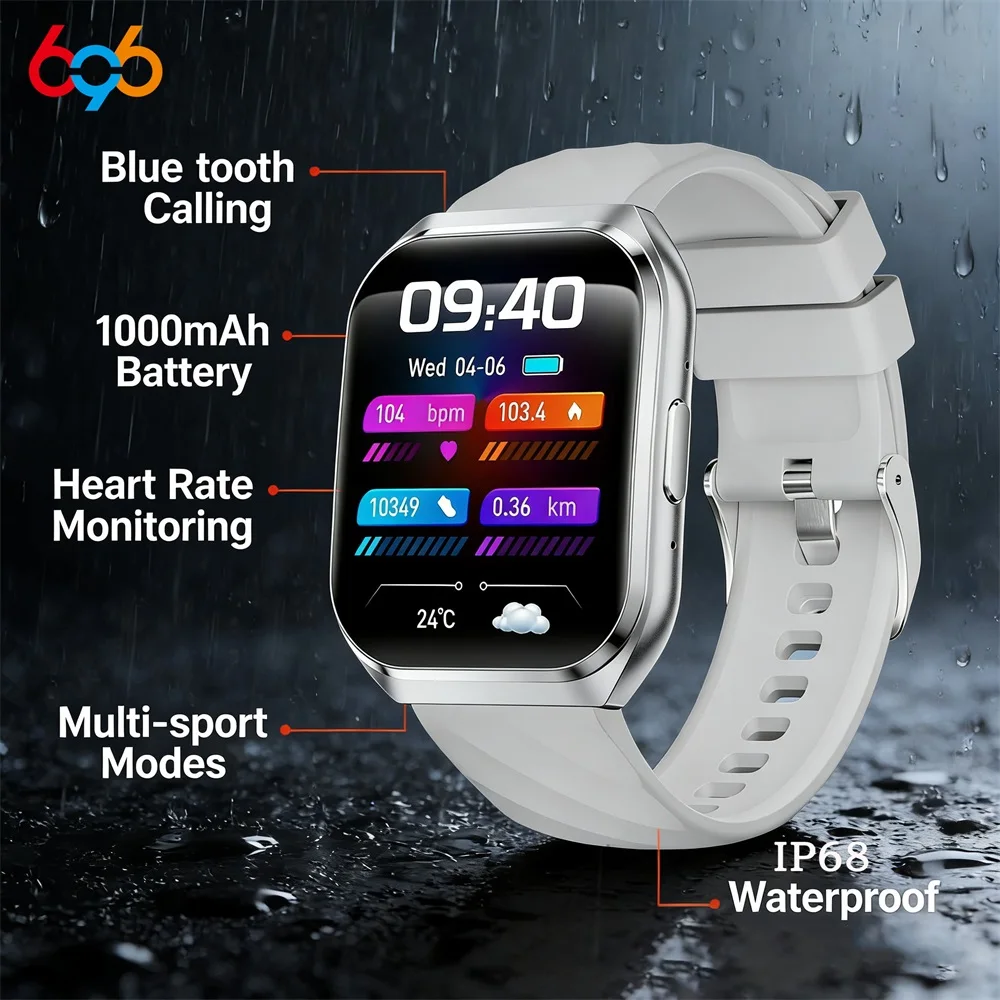 696 New Curved Screen Outdoor Sports Smartwatch Heart Rate Health Waterproof Blue Tooth Call Smart Watch Information Reminder