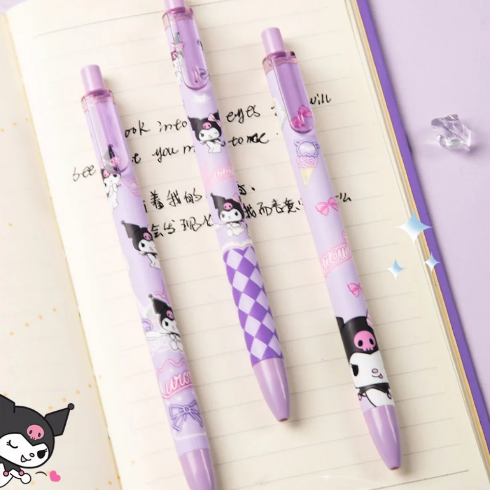 5Pcs Genuine Sanrio Kuromi Gel Pens Kawaii 0.5Mm Black Ballpoint Pen Smooth Writing No Bleed For Study Daily Use Stationery Gift