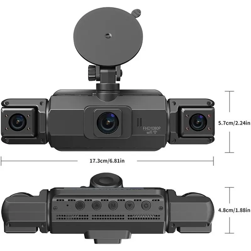 PHILE-Dash Cam 4-Channel View Wifi Inside Car Camera With Night Vision, 1080P+ 480P+ 480P+ 480P, Loop Recording Parking Monitor